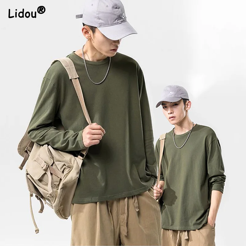 Vintage Casual O-neck Long Sleeved Loose Simple All-match Comfortable Solid Color T-shirts Man Spring Autumn Men's Clothing 2022
Vintage Casual O-neck Long Sleeved Loose Simple All-match Comfortable Solid Color T-shirts Man Spring Autumn Men's Clothing 2022