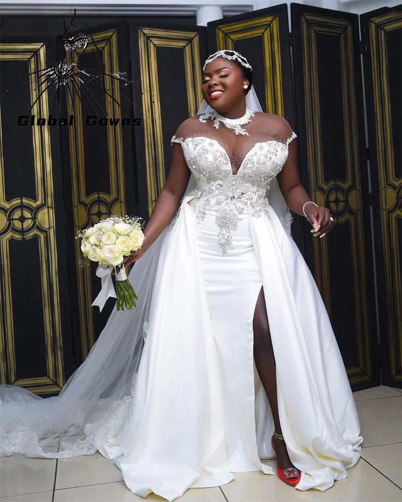 African High Neck Wedding Dresses 2022 Beaded Appliques Bridal Gown Side Slit Formal Dress Black Girls Birthday Party Gowns
African High Neck Wedding Dresses 2022 Beaded Appliques Bridal Gown Side Slit Formal Dress Black Girls Birthday Party Gowns