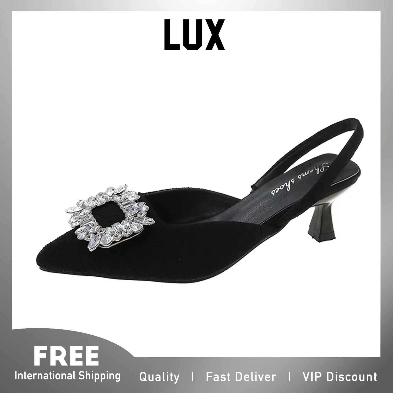 LUX Summer New Trendy Fashion Style Pointed Toe Square Diamond Button Thin Heel Pump for Women Slip on Walking Shoe for Party
LUX Summer New Trendy Fashion Style Pointed Toe Square Diamond Button Thin Heel Pump for Women Slip on Walking Shoe for Party