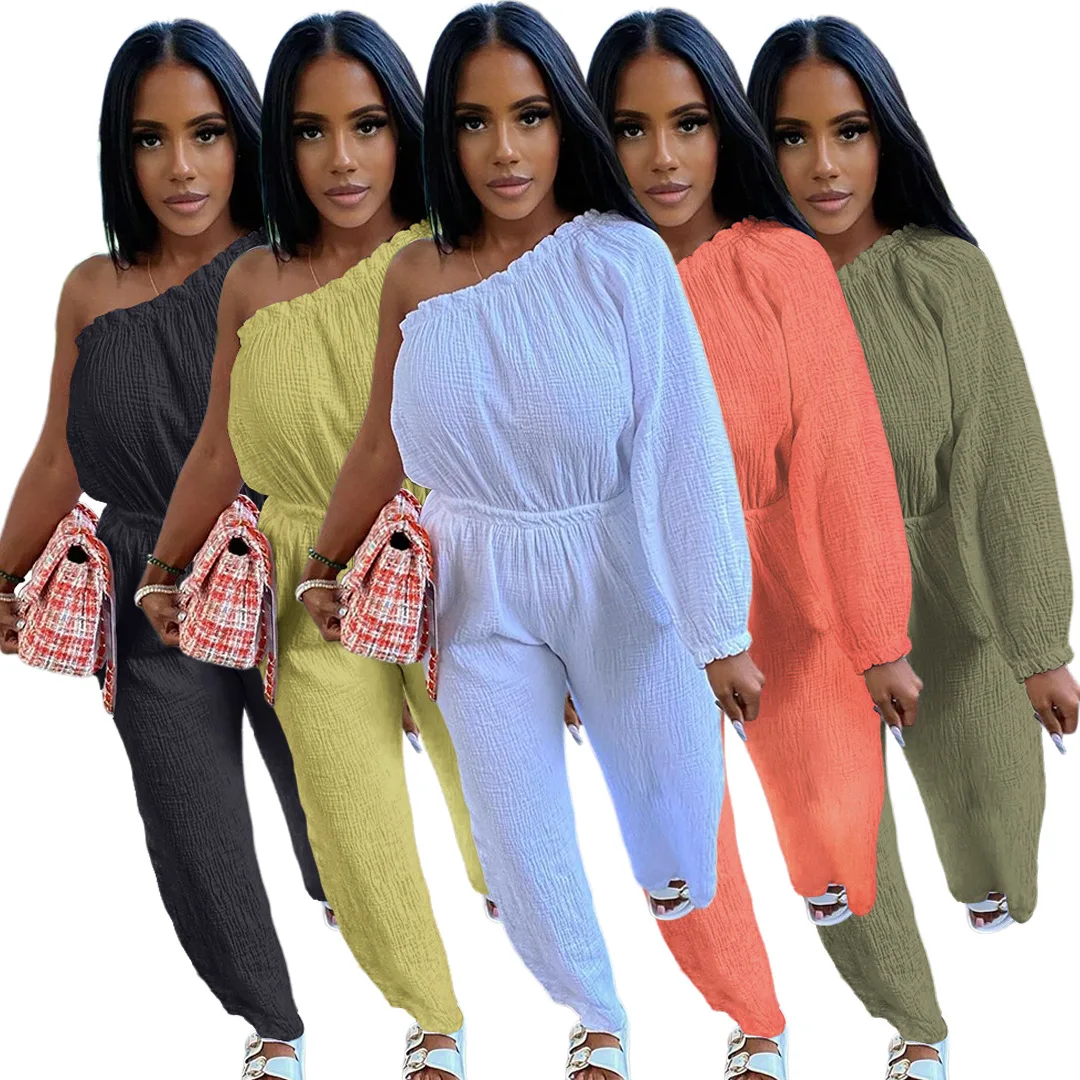 2022 Sexy One Shoulder Long Sleeve Pockets Pants Slim Romper New Autumn Overalls for Women One-pieces Cotton Jumpsuit Women
2022 Sexy One Shoulder Long Sleeve Pockets Pants Slim Romper New Autumn Overalls for Women One-pieces Cotton Jumpsuit Women