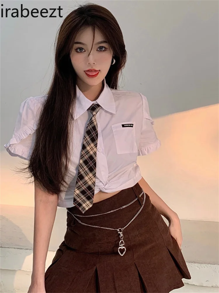 Irabeezt Preppy Style Short Shirt Jk Uniform Suit Female Summer Hot Girl Pure Desire Pleated Two-piece Suit Y2k Clothes Ladies
Irabeezt Preppy Style Short Shirt Jk Uniform Suit Female Summer Hot Girl Pure Desire Pleated Two-piece Suit Y2k Clothes Ladies