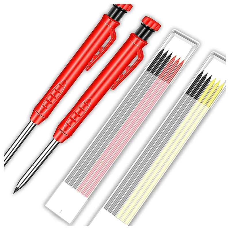 2Pcs Mechanical Carpenter Pencils And 12Pcs Refills Solid Carpenter Pencils For Mechanical Pencil Marker Marking Tool
2Pcs Mechanical Carpenter Pencils And 12Pcs Refills Solid Carpenter Pencils For Mechanical Pencil Marker Marking Tool