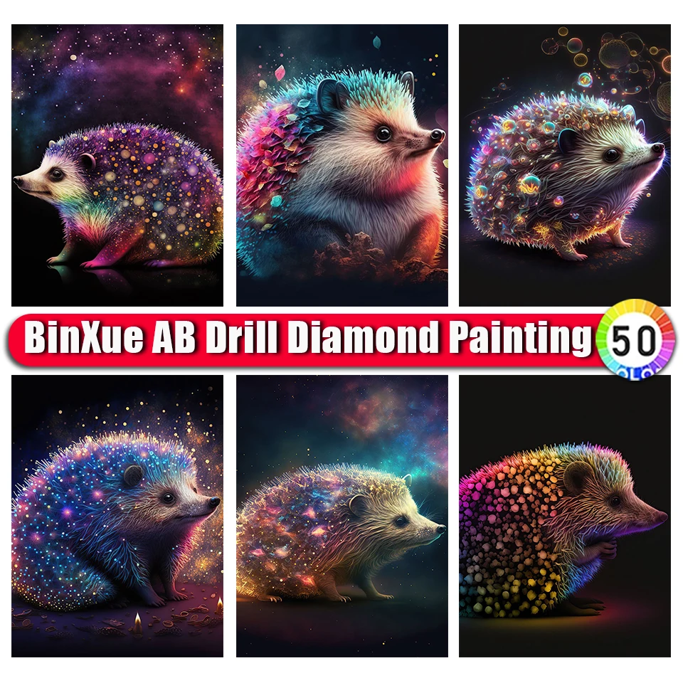 

BinXue Fantasy Starry Sky AB Diamond Painting Kit Hedgehog Cross Stitch Animal Handmade DIY Diamond Mosaic Art Home Decor Gift