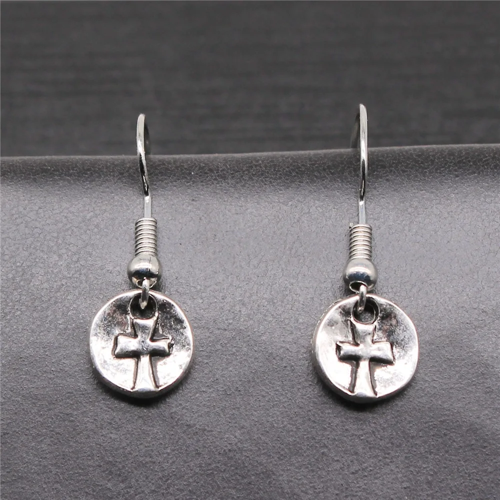 Fashion Handmade Simple Design Antique Silver Color Round Cross Pendant Earrings Women Vintage Drop Earrings
Fashion Handmade Simple Design Antique Silver Color Round Cross Pendant Earrings Women Vintage Drop Earrings