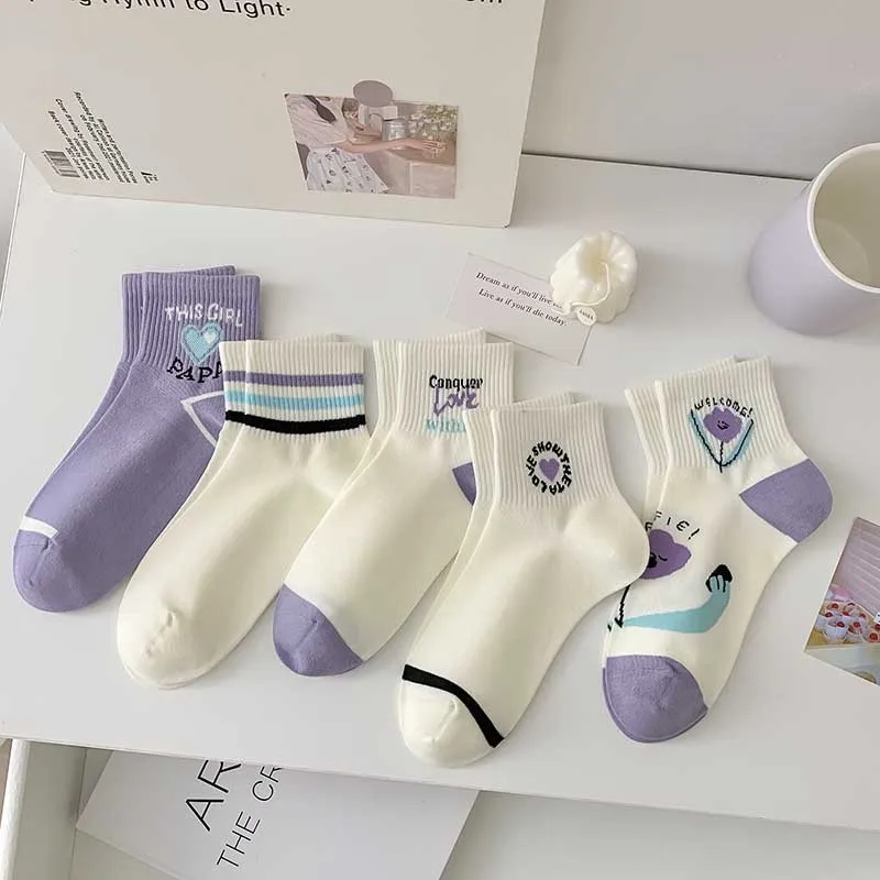 Purple Style Print Keep Warm Socks Women Spring Summer Flower Letter Striped Socks Korean Harajuku
Purple Style Print Keep Warm Socks Women Spring Summer Flower Letter Striped Socks Korean Harajuku