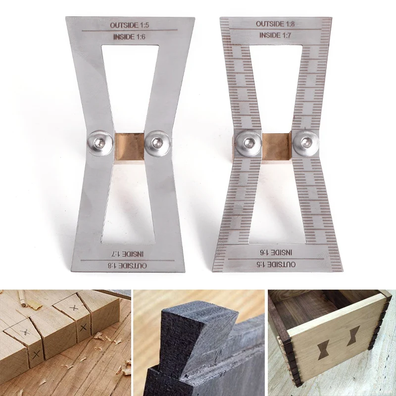 Stainless Steel Dovetail Marker Template Jig With Scale 1:5&1:6&1:7&1:8 Wood Joint Gauge Slopes Scriber Marking Carpentry Tools
Stainless Steel Dovetail Marker Template Jig With Scale 1:5&1:6&1:7&1:8 Wood Joint Gauge Slopes Scriber Marking Carpentry Tools