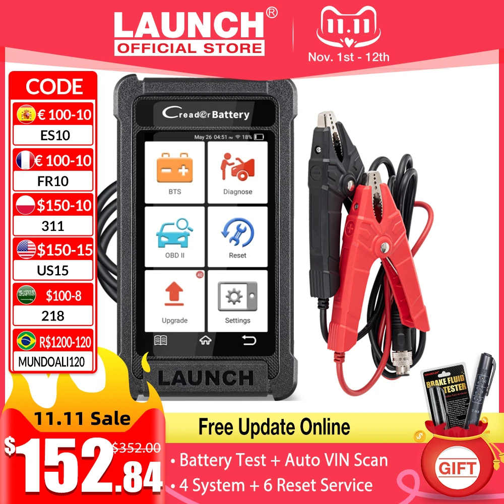 LAUNCH X431 CRB5001 Car 12V Battery Tester Auto OBD2 Engine ABS SRS AT Diagostic Tool with 6 Reset Service Free Update Online
LAUNCH X431 CRB5001 Car 12V Battery Tester Auto OBD2 Engine ABS SRS AT Diagostic Tool with 6 Reset Service Free Update Online