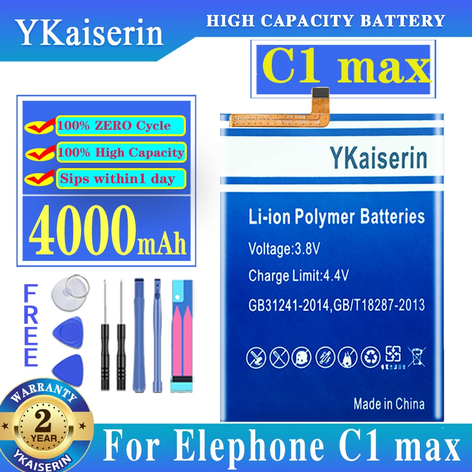 

YKaiserin 4000mAh Mobile Phone Battery for Elephone C1 Max C1Max Batteries