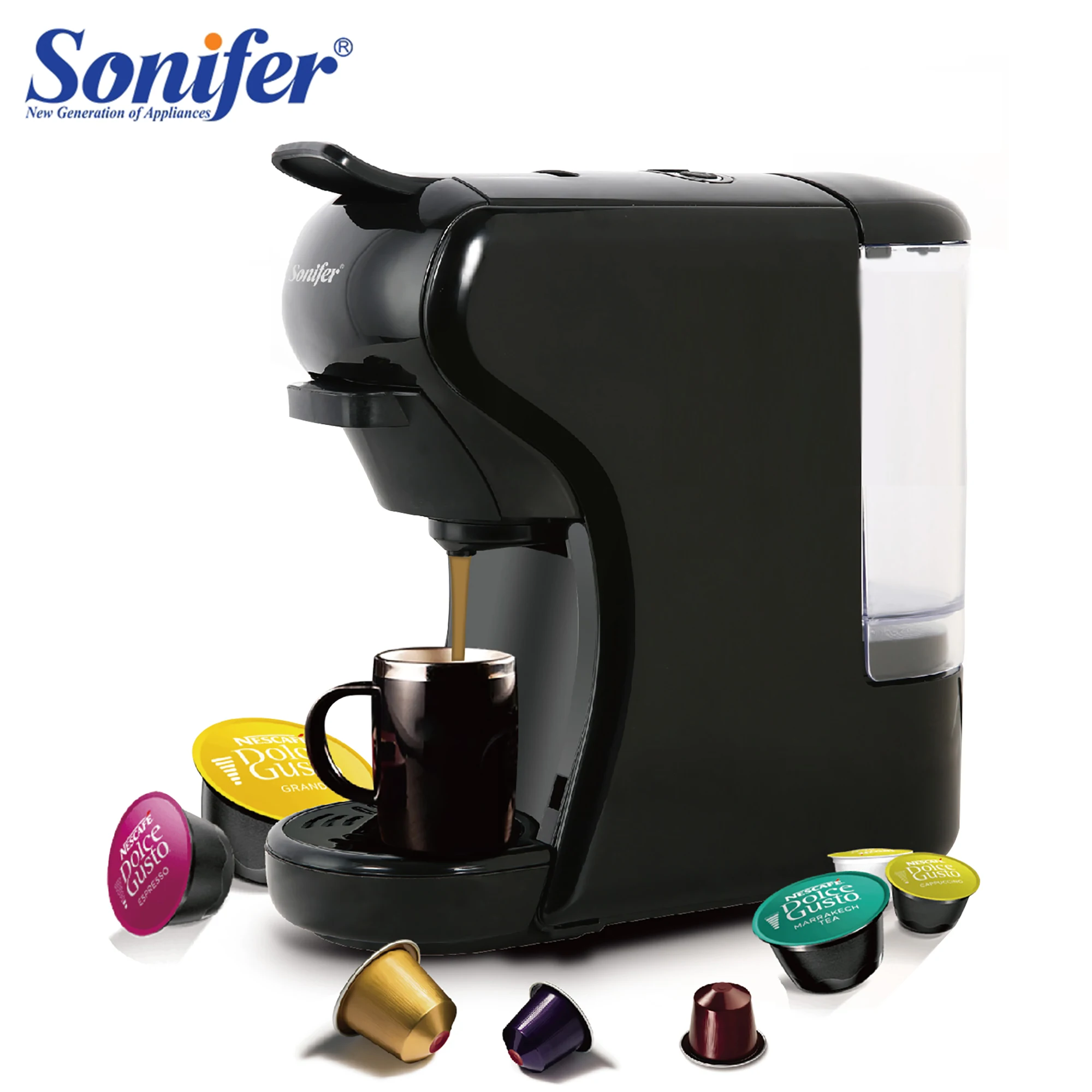 Кофемашина Эспрессо, капсула 19 бар, Кофеварка 3 в 1, несколько капсул для Dolce Gusto и Nespresso, порошок для подарка Sonifer
Кофемашина Эспрессо, капсула 19 бар, Кофеварка 3 в 1, несколько капсул для Dolce Gusto и Nespresso, порошок для подарка Sonifer