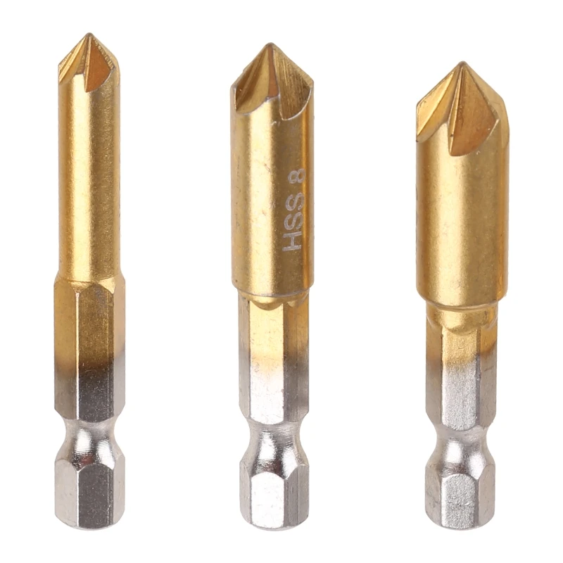 Countersink Drill Bits Center Punch Set 3 Pieces 1/4'' Hex Shank HSS 5 Flute Countersink 90 Degree Center Punch Tool R7UA
Countersink Drill Bits Center Punch Set 3 Pieces 1/4'' Hex Shank HSS 5 Flute Countersink 90 Degree Center Punch Tool R7UA