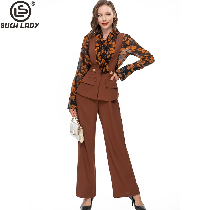 Женские модельные брюки из двух предметов, рубашка со шнуровкой и длинными рукавами и круглым вырезом и брюки с широкими штанинами, модный костюм-двойка 
Женские модельные брюки из двух предметов, рубашка со шнуровкой и длинными рукавами и круглым вырезом и брюки с широкими штанинами, модный костюм-двойка