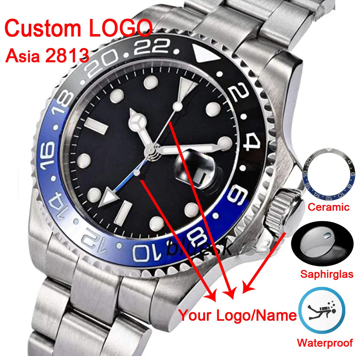 Mens watch Relojes Blue Black Ceramic Bezel Stainless Steel 40mm Wristwatch Automatic GMT Mechanical Movement watches
Mens watch Relojes Blue Black Ceramic Bezel Stainless Steel 40mm Wristwatch Automatic GMT Mechanical Movement watches