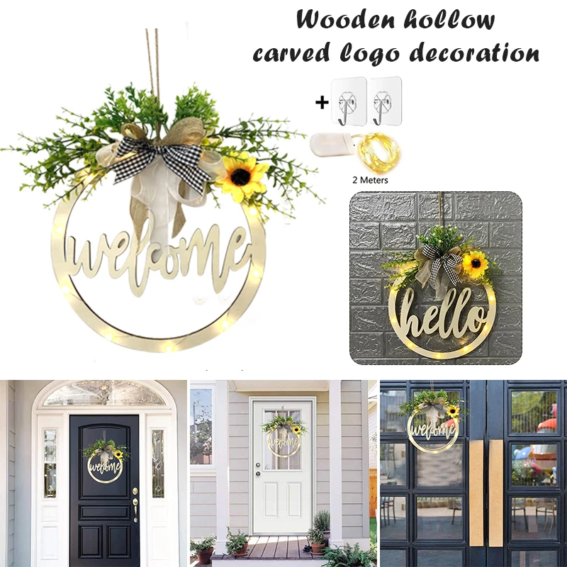 Welcome/Hello Sign Wreath Set Front Door Hanger With 12 Inch Round For Spring Summer Fall All Seasons
Welcome/Hello Sign Wreath Set Front Door Hanger With 12 Inch Round For Spring Summer Fall All Seasons