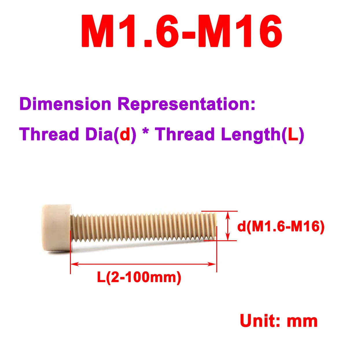 Nylon Hexagon Socket Head Screw / High-Strength Bolt Insulated Plastic Screw M1.6-M16
Nylon Hexagon Socket Head Screw / High-Strength Bolt Insulated Plastic Screw M1.6-M16
