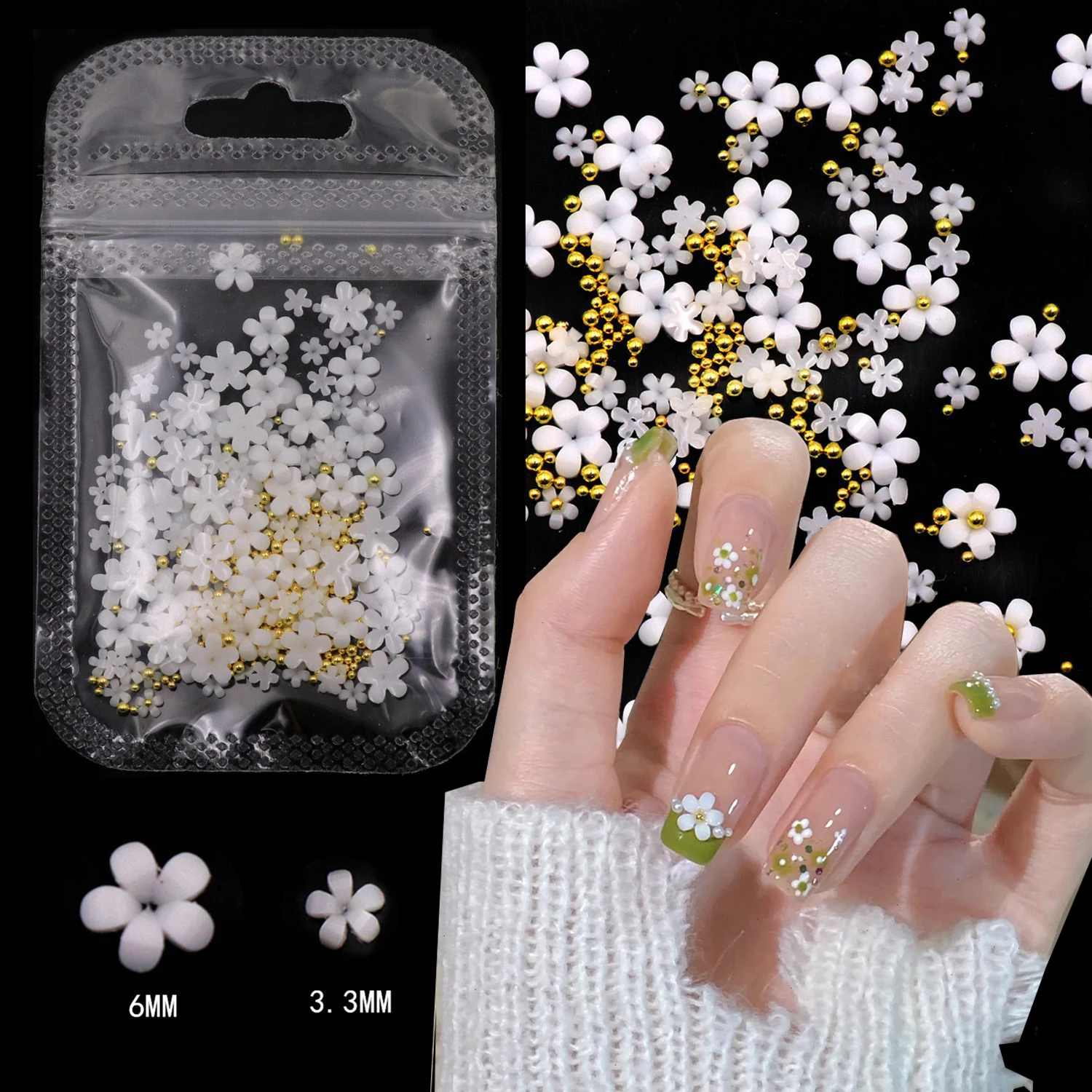 Mix Size 3D Nail ornaments pink black white Flowers with gold/silver steel Beads For Nails Art Decorations Crystals Accessories
Mix Size 3D Nail ornaments pink black white Flowers with gold/silver steel Beads For Nails Art Decorations Crystals Accessories