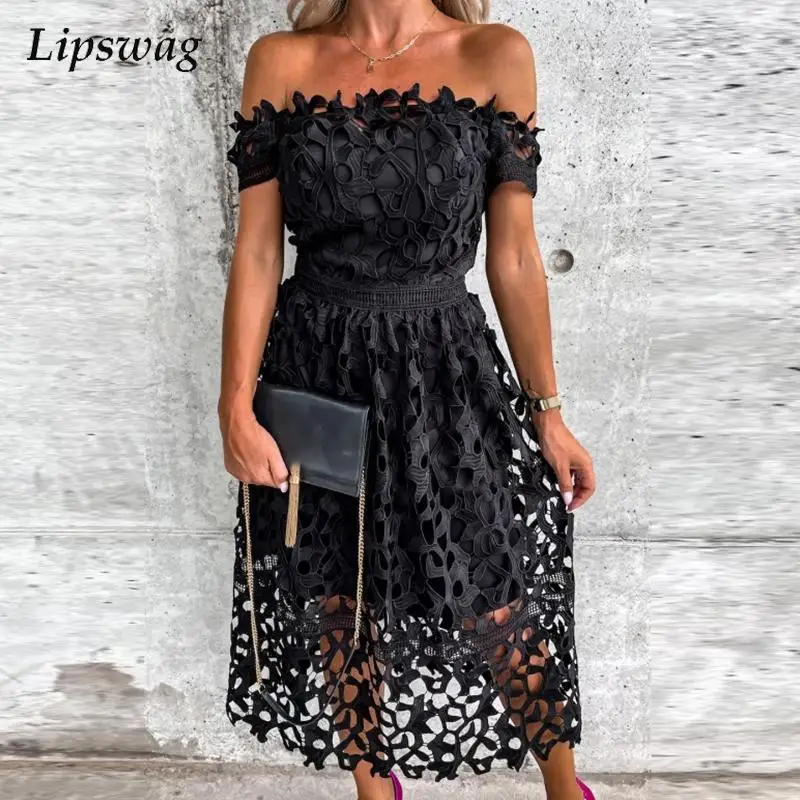 2022 Autumn Sexy Slash Neck Embroidery Party Dress Women Fashion Hollow Out A-Line Dress Office Lady Elegant Short Sleeve Dress
2022 Autumn Sexy Slash Neck Embroidery Party Dress Women Fashion Hollow Out A-Line Dress Office Lady Elegant Short Sleeve Dress