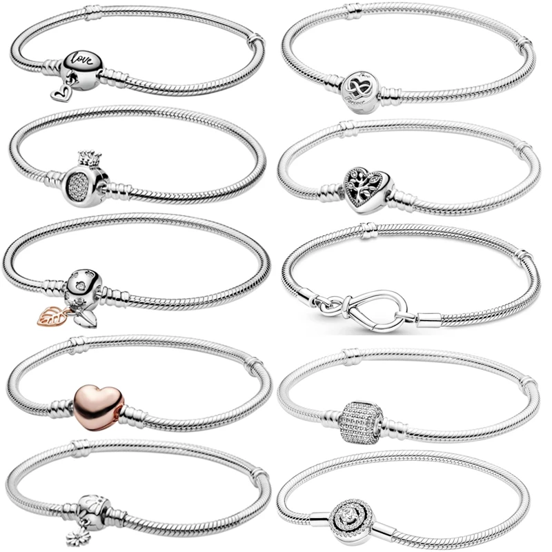 Real Brand 925 Sterling Silver Bracelet Sparkling Daisy Heart Crown O Pave Clasp Snake Chain DIY Charms Female Jewelry Making
Real Brand 925 Sterling Silver Bracelet Sparkling Daisy Heart Crown O Pave Clasp Snake Chain DIY Charms Female Jewelry Making
