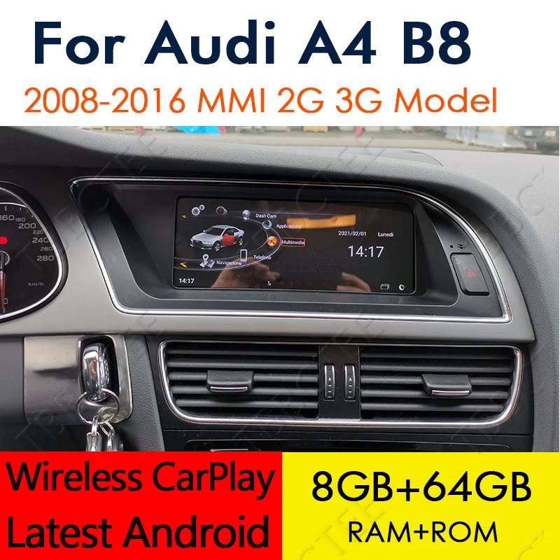 Автомобильный мультимедийный плеер, плеер на Android 10, с GPS, Wi-Fi, 8 ГБ + 64 ГБ, 4G LTE, для Audi A4, B8, 8K, 2008 ~ 2016 MMI, 3G
Автомобильный мультимедийный плеер, плеер на Android 10, с GPS, Wi-Fi, 8 ГБ + 64 ГБ, 4G LTE, для Audi A4, B8, 8K, 2008 ~ 2016 MMI, 3G