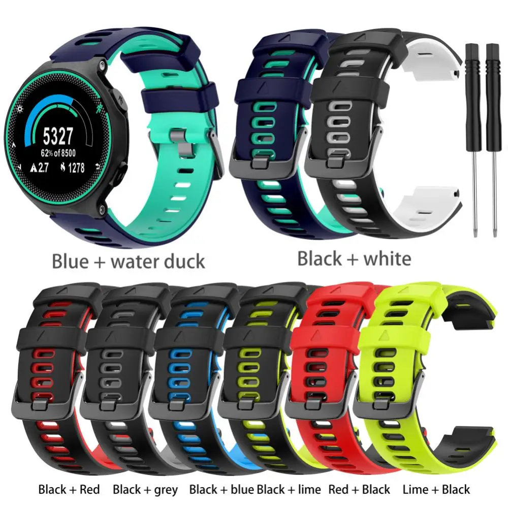 

2023 Two-color Silicone Strap Applicable To Garmin Forerunner 735 XT 230 235 235lite 620 630 Approach With Watch Strap Tools