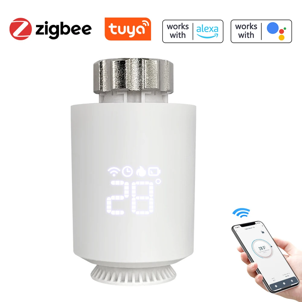 

Tuya Zigbee TRV Интеллектуальный домашний нагревательный термостат регулятор температуры радиатор совместим с Amazon Alexa Google Home