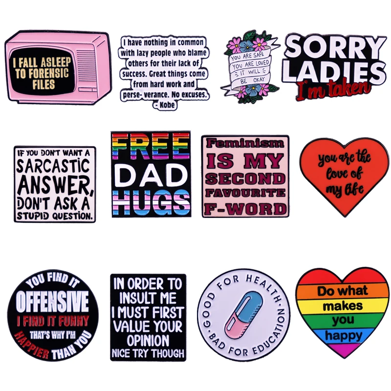 Cute Inspiring Phrase Lapel Pins Funny Enamel Pin Brooch For Clothes Badges On Backpack Jewelry Women Accessories Gift
Cute Inspiring Phrase Lapel Pins Funny Enamel Pin Brooch For Clothes Badges On Backpack Jewelry Women Accessories Gift