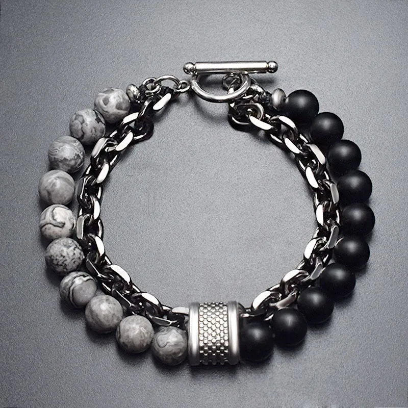 Boutique European and American frosted map stone retro handmade men's bracelet beaded metal bracelet jewelry birthday gift
Boutique European and American frosted map stone retro handmade men's bracelet beaded metal bracelet jewelry birthday gift