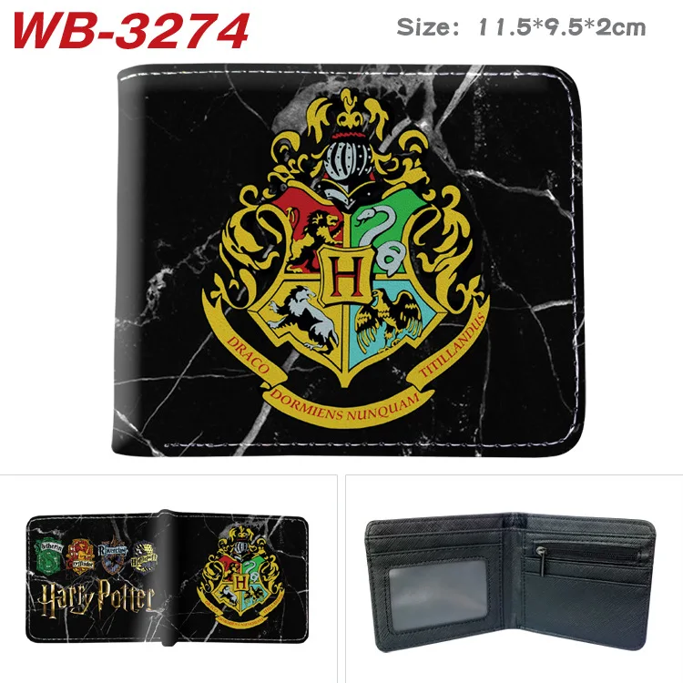 

Harry Potter Luxury Wallet Peripheral Full Color Printed Men's Short Style Folding Card Bag Cartoon Anime Coin Wallet