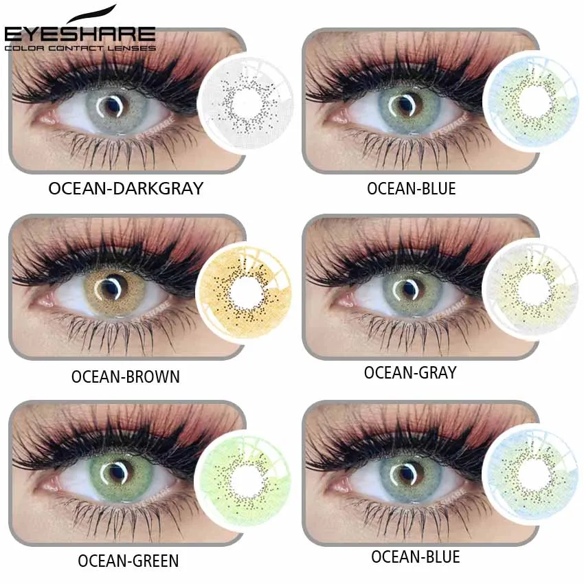 

EYESHARE 1 Pair Color Lens Ocean Color Contact Lenses Beautiful Pupil Makeup Contact Lens Yearly Use Cosmetic Beauty Eye Lenses