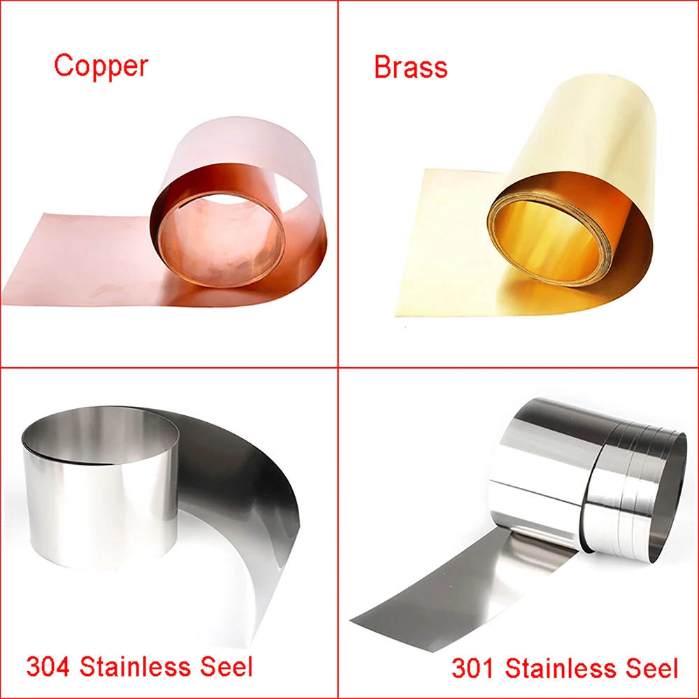 1pcs Thin Copper, Brass, Stainless Steel Sheet Foil Metal Plate Roll 0.05mm~1mm Thick,10/20/30/50/100/200/300mm Wide, 1M Long
1pcs Thin Copper, Brass, Stainless Steel Sheet Foil Metal Plate Roll 0.05mm~1mm Thick,10/20/30/50/100/200/300mm Wide, 1M Long