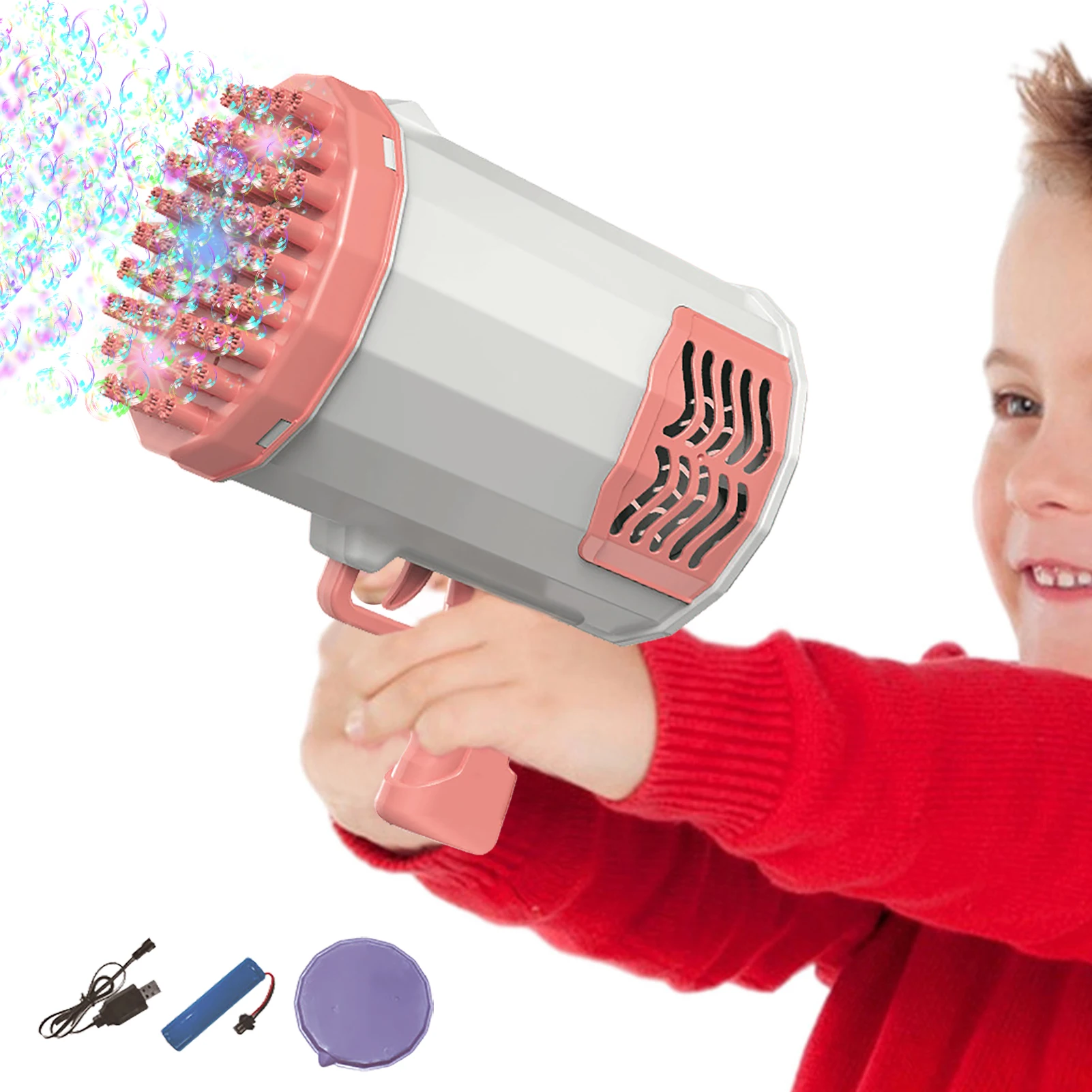 Детский пузырчатый пулемет для детей с 360-градусным герметичным дизайном, розовый Детский Электрический пузырчатый светильник 
Детский пузырчатый пулемет для детей с 360-градусным герметичным дизайном, розовый Детский Электрический пузырчатый светильник