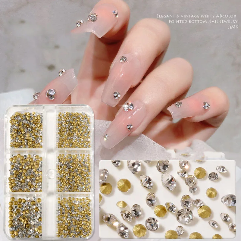 1000PCS Sparkly Gold White AB Color Pointed Bottom Nail Rhinestones Jewelry Shining 3D Charm Gem Manicure Nail Art Decorations
1000PCS Sparkly Gold White AB Color Pointed Bottom Nail Rhinestones Jewelry Shining 3D Charm Gem Manicure Nail Art Decorations