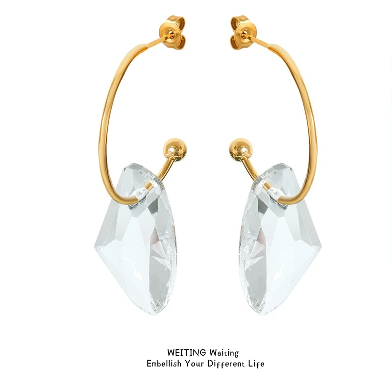 Fashion Senior Cut Glass Stone Hooks Gold Plated Earrings for Women Stainless Steel Accessories, Girls' Banquet Wedding Jewelry
Fashion Senior Cut Glass Stone Hooks Gold Plated Earrings for Women Stainless Steel Accessories, Girls' Banquet Wedding Jewelry