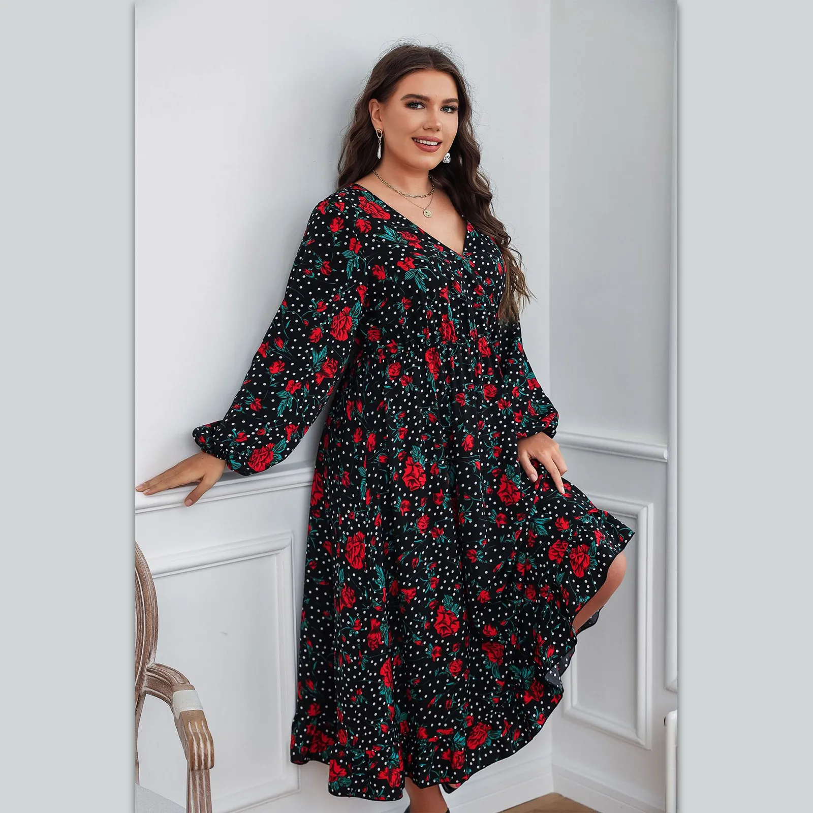 Women's Plus Size Boho Floral Long Sleeve High Waist A Line Swing Maxi Dress Ankle Length Casual Wear
Women's Plus Size Boho Floral Long Sleeve High Waist A Line Swing Maxi Dress Ankle Length Casual Wear