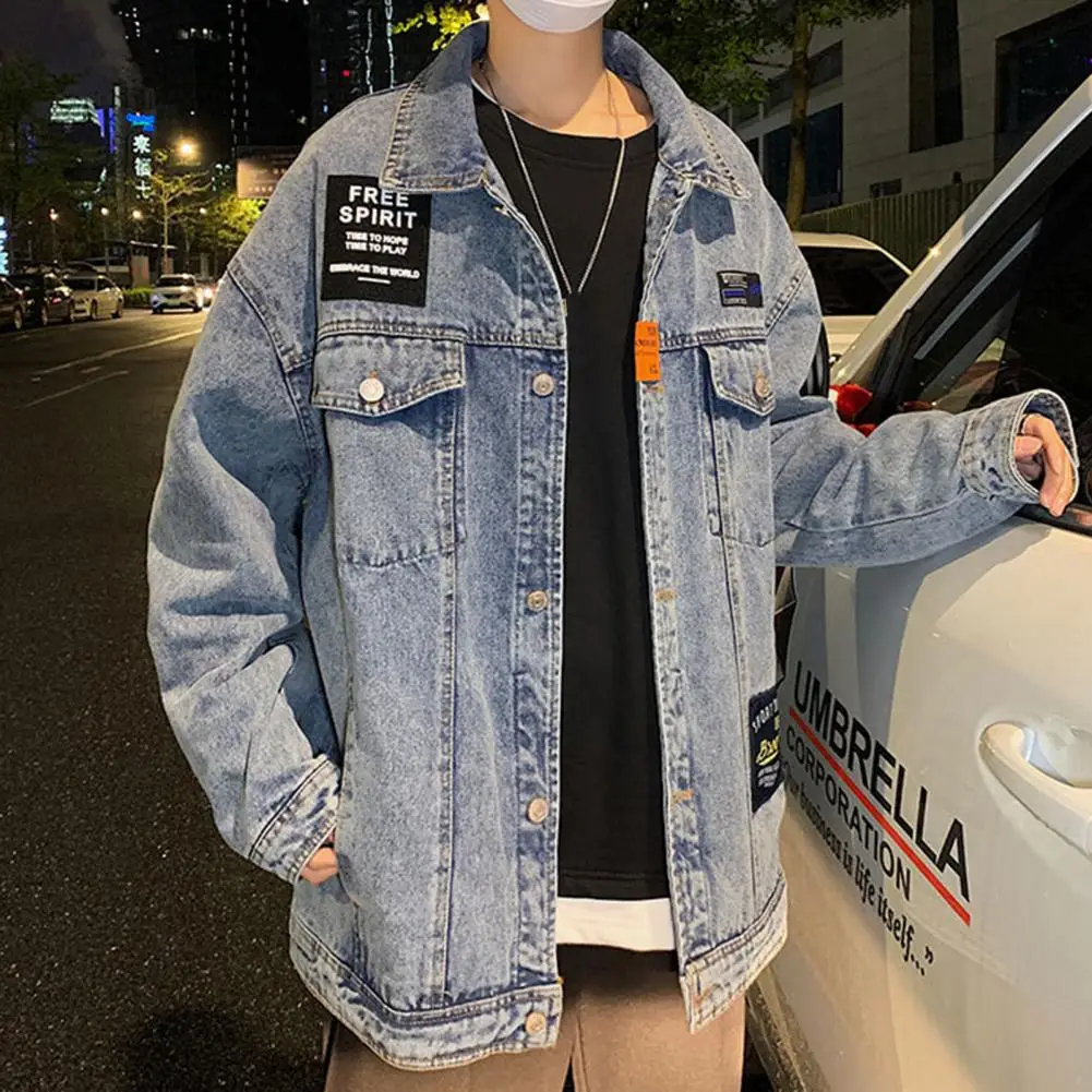 Hot! Men Spring Autumn Hong Kong Style Denim Jacket Solid Color Pockets Korean Style Single Breasted Jeans Coat Streetwear
Hot! Men Spring Autumn Hong Kong Style Denim Jacket Solid Color Pockets Korean Style Single Breasted Jeans Coat Streetwear