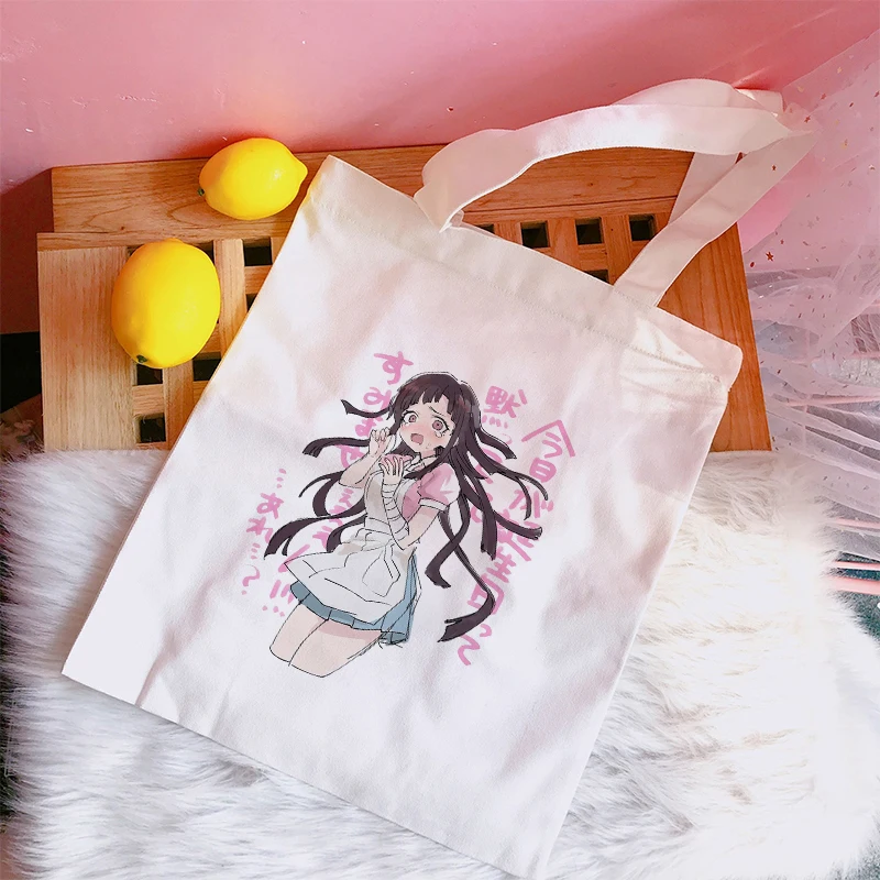 

Мультяшная Холщовая Сумка для покупок Mikan Tsumiki, японское аниме, женская сумка через плечо, Женская эко-сумка, сумки-тоуты, многоразовые сумки ...
