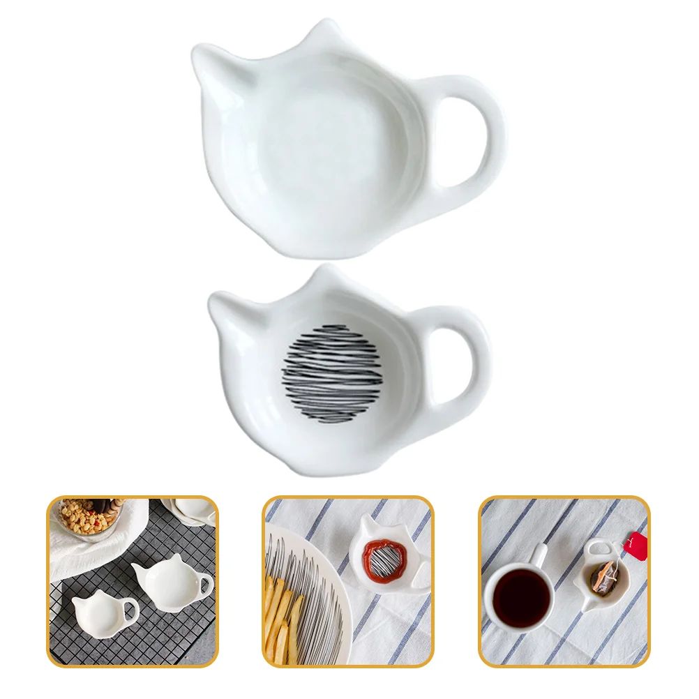 

Tea Bowl Rest Saucer Teabag Spoon Holder Dishes Soy Cute Condiment Rests Prep Dipping Time Plate Ladle Utensil China Dip Sauce