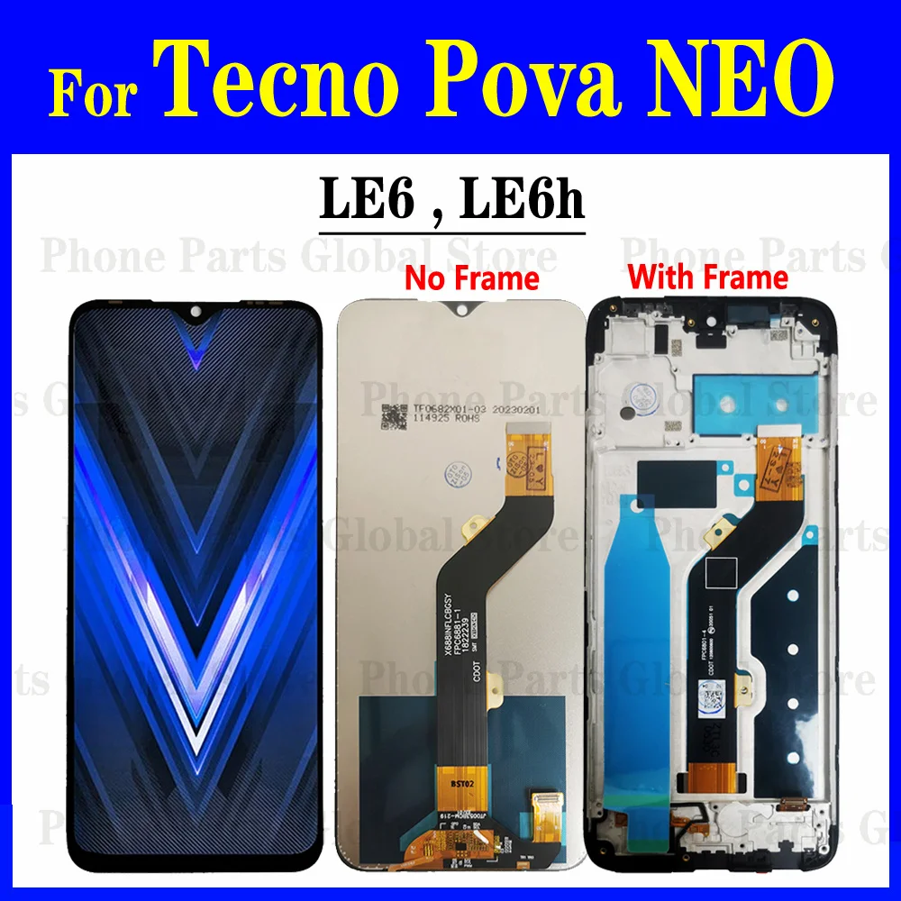 6 8-дюймовый ЖК-дисплей с рамкой для Tecno Pova NEO LE6 LE6h сенсорная панель дигитайзер