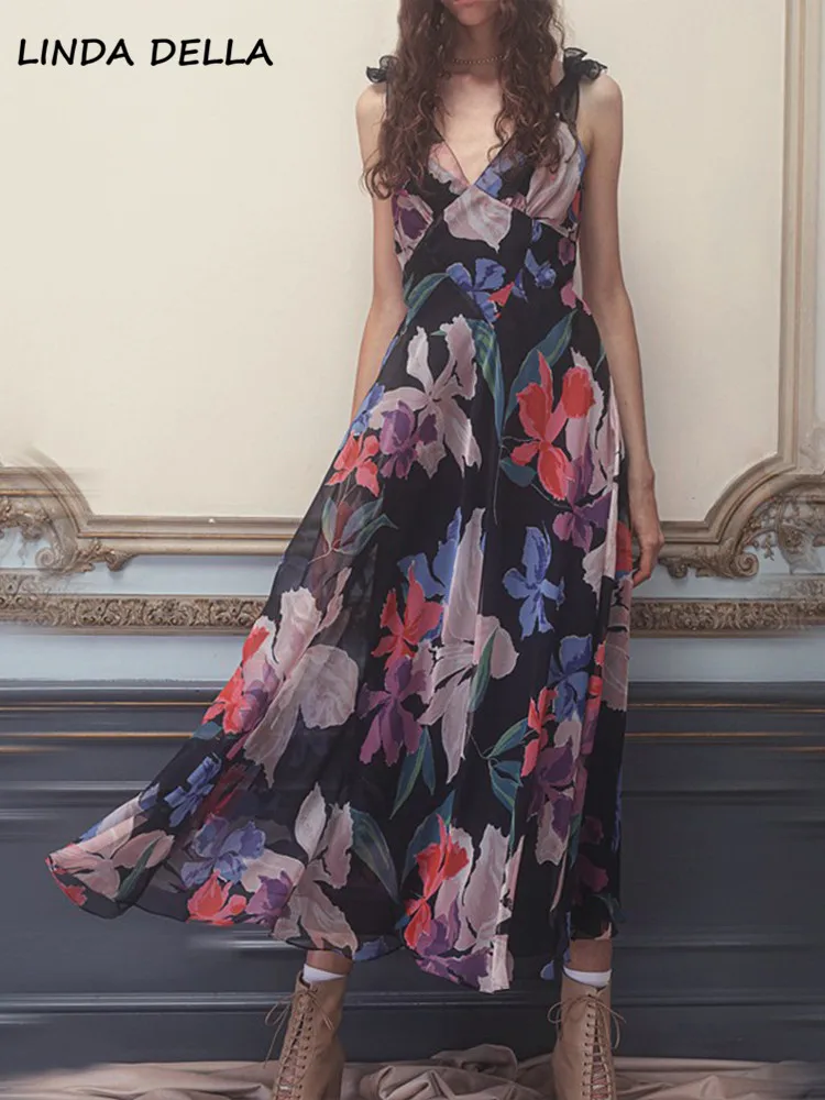 LINDA DELLA Summer Runway Designer Fashion Vintage Floral Printed V Neck Sleeveless Short Dress Women's Sexy Backless Slim Dress
LINDA DELLA Summer Runway Designer Fashion Vintage Floral Printed V Neck Sleeveless Short Dress Women's Sexy Backless Slim Dress