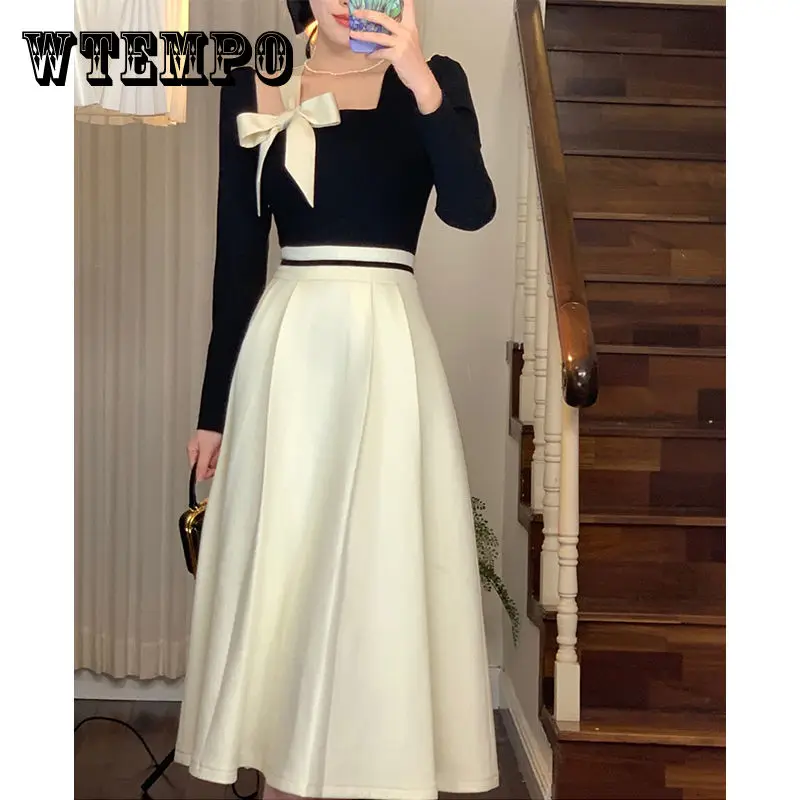 WTEMPO Black and White Color Matching Dress French Vintage Sweet and Gentle Style Women's Autumn Fashion New Long Sleeve Dresses
WTEMPO Black and White Color Matching Dress French Vintage Sweet and Gentle Style Women's Autumn Fashion New Long Sleeve Dresses