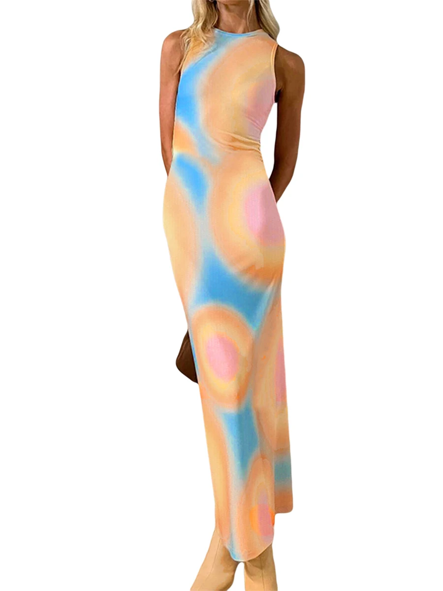 Women Tie Dye Print Maxi Tank Dress Round Neck Sleeveless Fitted Dress Summer Clothing
Women Tie Dye Print Maxi Tank Dress Round Neck Sleeveless Fitted Dress Summer Clothing