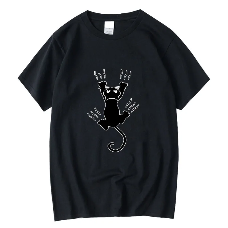 

XINYI Men's T-shirt 100% cotton casual cool cat Print loose o-neck cool t shirt for men short sleeve funny t-shirt male tees