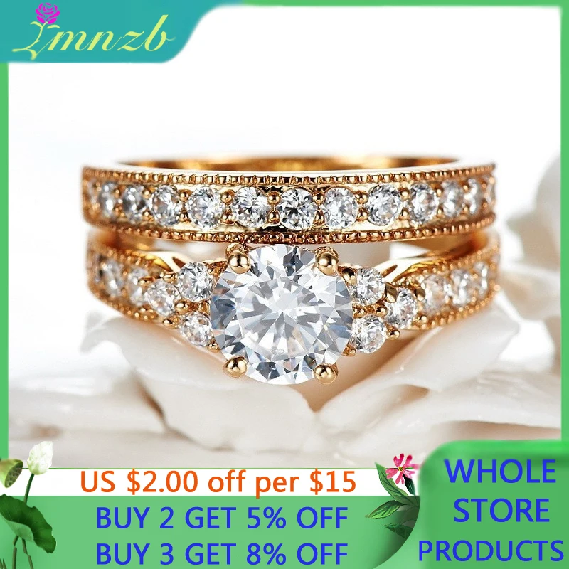 LMNZB Real Tibetan Silver Gold Color Rings Set Natural 2.0ct Cubic Zirconia Fashion Accessories Wedding Bands Set for Women R045
LMNZB Real Tibetan Silver Gold Color Rings Set Natural 2.0ct Cubic Zirconia Fashion Accessories Wedding Bands Set for Women R045