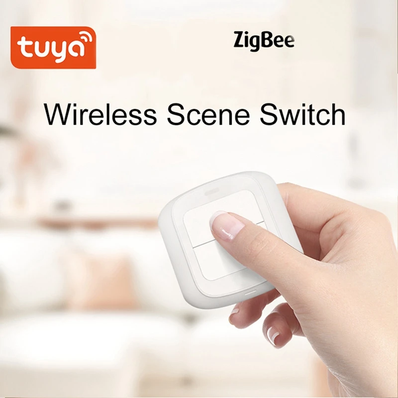 

Беспроводной смарт-выключатель с двумя мини-кнопками, Многофункциональный Умный выключатель Tuya Zigbee для домашней автоматизации, 1 шт.
