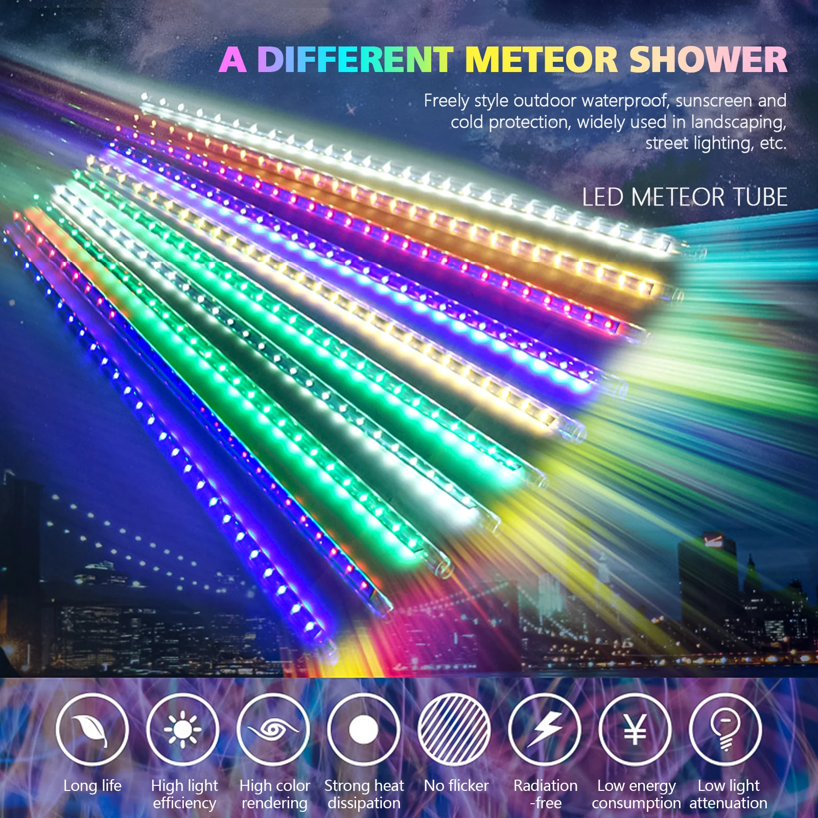 LED80cm/10 Tube LED Meteor Shower Garland Holiday Strip Light Outdoor Waterproof Fairy Lights Garden Street Christmas Decoration
LED80cm/10 Tube LED Meteor Shower Garland Holiday Strip Light Outdoor Waterproof Fairy Lights Garden Street Christmas Decoration