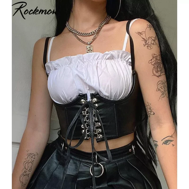 Rockmore Gothic PU Leather Corset Women Lace Up Crop Top Punk Style Corselet Wear Out Bustiers Cummerbunds Tops Streetwear mujer
Rockmore Gothic PU Leather Corset Women Lace Up Crop Top Punk Style Corselet Wear Out Bustiers Cummerbunds Tops Streetwear mujer