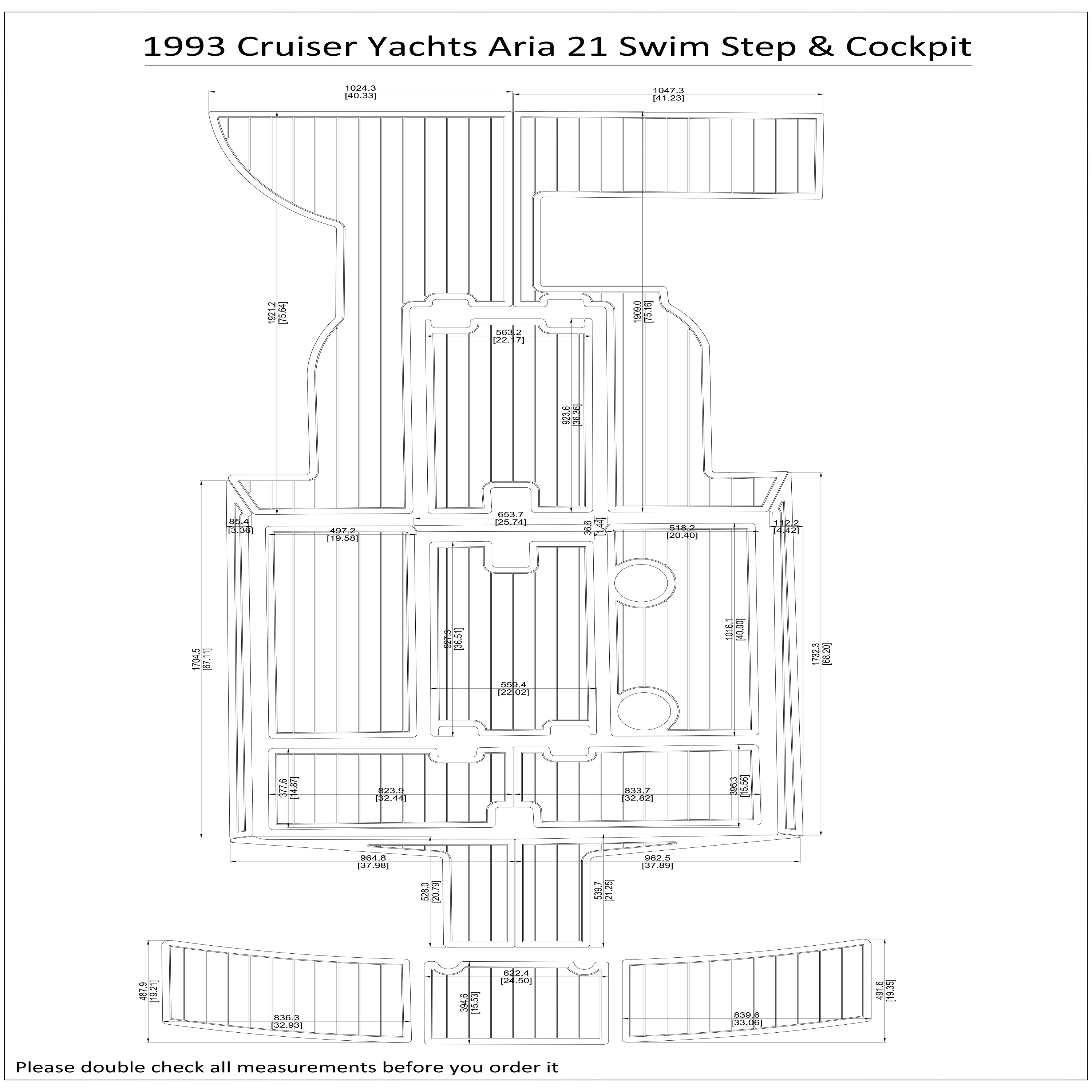 

1993 Cruiser Yachts Aria 21 Swim Step Cockpit Boat EVA Faux Teak Deck Floor Pad