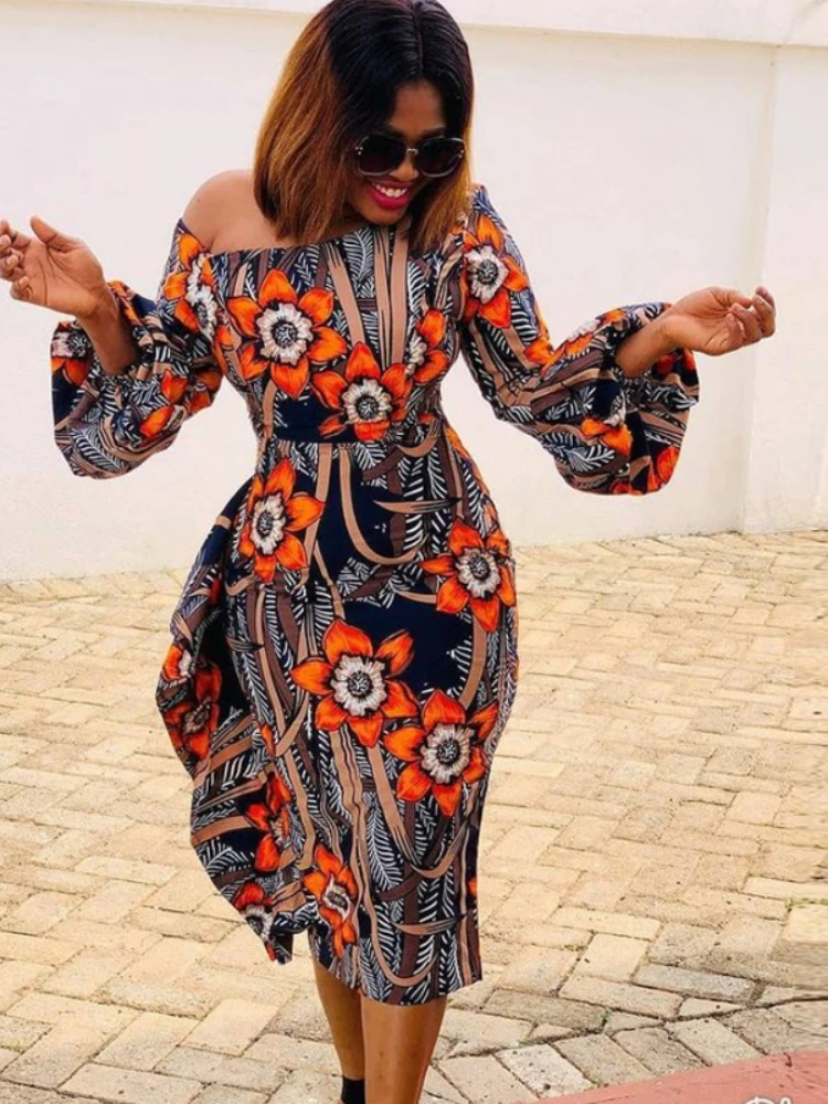 Women Print Bodycon Dress Long Lantern Sleeve Off Shoulder Ruffles Retro Elegant Office Lady Classy Slim Vestido African Vintage
Women Print Bodycon Dress Long Lantern Sleeve Off Shoulder Ruffles Retro Elegant Office Lady Classy Slim Vestido African Vintage