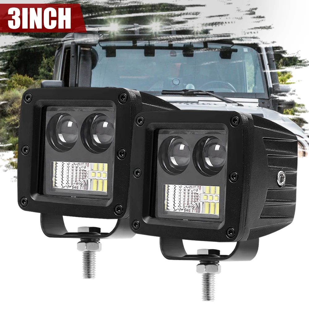 2PCS 3" 90W LED Work Light Cube Flood Spot Combo 6500K LED Pod Light Waterproof Truck Driving Fog Light for Off-Road ATV Car 4x4
2PCS 3" 90W LED Work Light Cube Flood Spot Combo 6500K LED Pod Light Waterproof Truck Driving Fog Light for Off-Road ATV Car 4x4