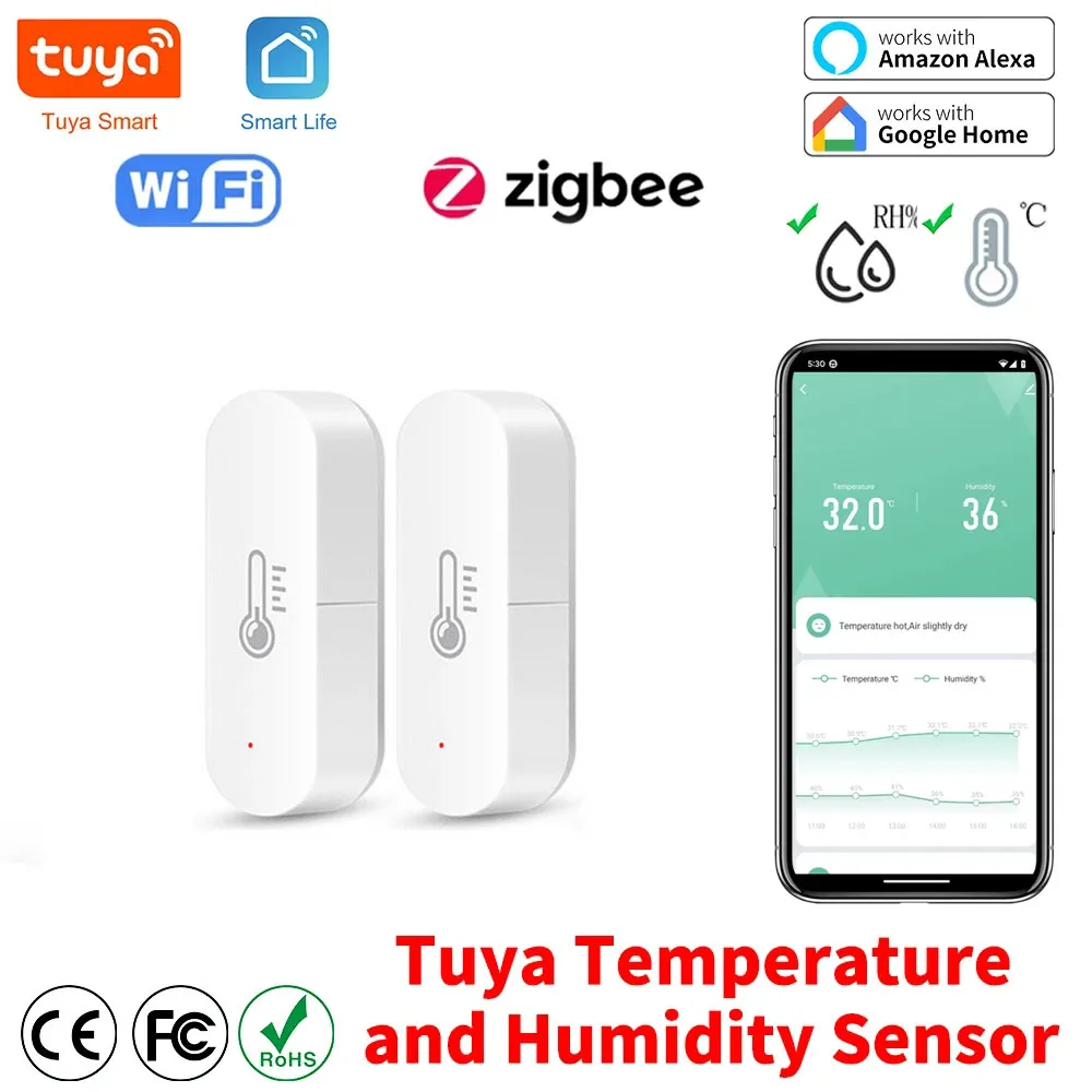 Tuya ZigBee/wifi Smart Temperature And Humidity Sensor Battery Powered ZigBee Smart Home Security Work With Alexa Google Home
Tuya ZigBee/wifi Smart Temperature And Humidity Sensor Battery Powered ZigBee Smart Home Security Work With Alexa Google Home