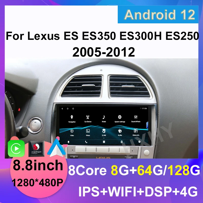 

Android 12 Qualcomm 8+128G Auto Carplay For Lexus ES ES200 ES300H ES250 ES350 Car Dvd Player Navigation Multimedia Stereo